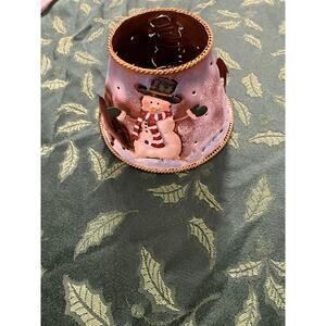 Metal Snowman Christmas Candle Holder Votive Shade Rustic Winter‎ Decor 5.25”